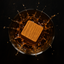 Oak Ice Cube splashing into a glass of whiskey.