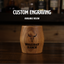 Custom Engraving on an Oak Whiskey Tumbler